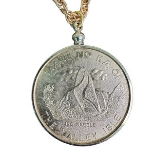 Maui Dollar Coin Necklace Gold Tone